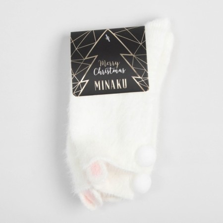 Tensor socks minku with ears, white color, size 36-39 (23-25 ​​cm)-3