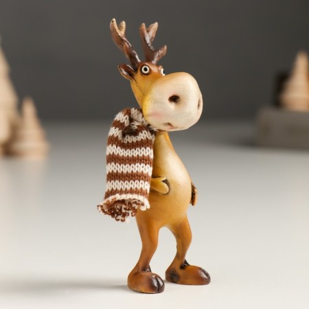 Souvenir Polystone "Losyash in a striped brown scarf" MIX 3x3x9.5 cm-2