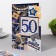 Postcard "Happy anniversary! 50" Congrev, embossing, blue, 38x29 cm