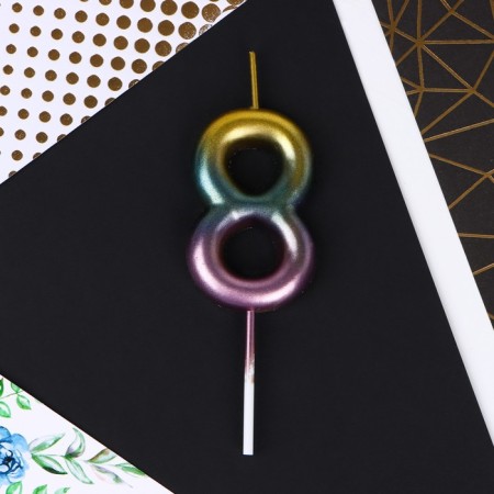 Candle for the cake, number "8", 10 x 3.5 cm.-2