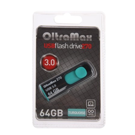 OLTRAMAX 270, 64 GB, USB3.0 flash drive, th he is up to 70 MB/s, PBU up to 20 Mb/s, turquoise-2