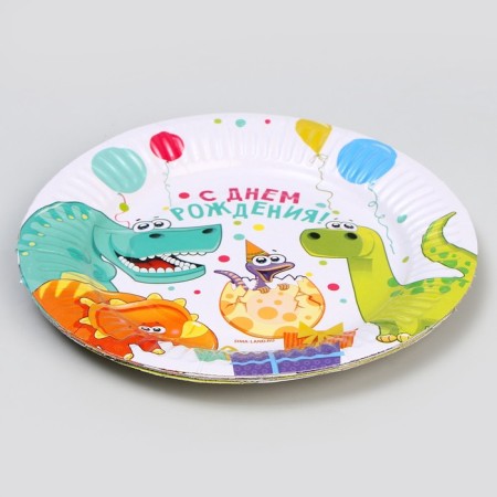 Disposable paper plate "Dinosaurians!", (18 cm), set 6 pcs-2