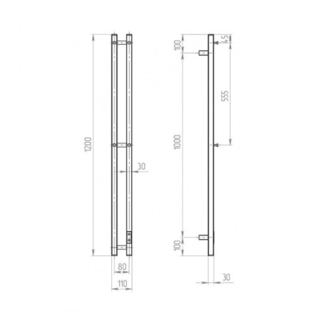 Electric towel "Dvin" X-2 Neo, 1200x80 mm, 1 "-1/2" Dimmer polished-2