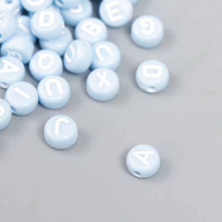 Beads for creativity plastic "English letters" Blue set 20 grams 0.4x0.7x0.7 cm-1