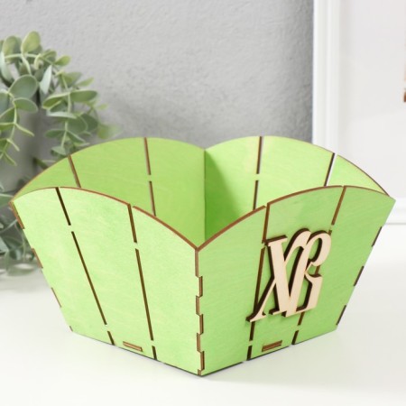 Easter basket Easter "XV" 19x19x12 cm, light green-1