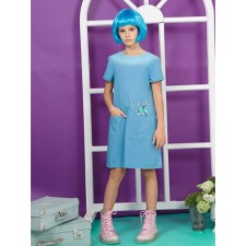 Dress for girls, height 122 cm, color aquamarine