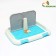 Dog toilet 46.5 x 35.5 x 5.5 cm, with a wall, a removable grate and a column, blue
