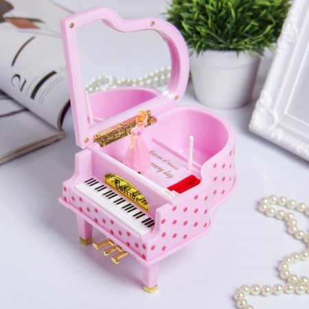 Casket Plastic Mechanical Mechanical "Pink Piano" 9.2x14x10.8 cm-2