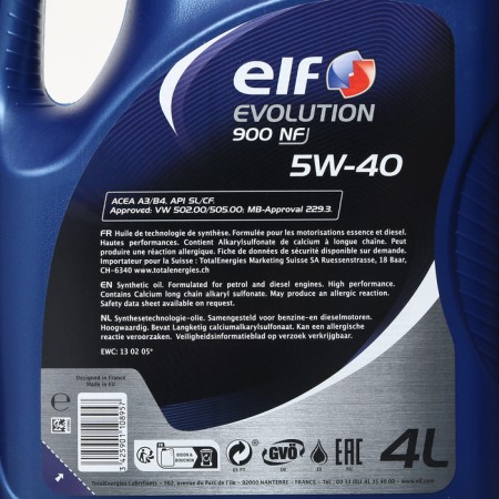 Motor oil ELF Evolution 900 NF 5W40 A3/B4, SL/CF, synthetic, 4 liters-2