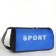 Sports bag with zipper, long belt, black color/cornflower