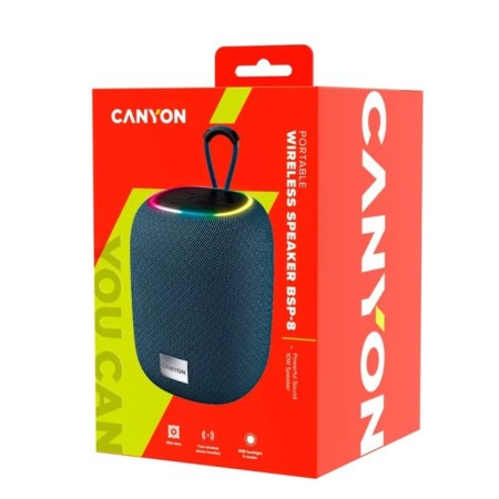 Portable acoustics Canyon BSP-8 gray 10 watts. BT 5.2, AUX, Micro-SD, USB, RGB backlight-3