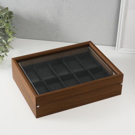 Casket Wood for the clock 10 "Oak" departments with silver stroke 23x29.5x5.8 cm-4