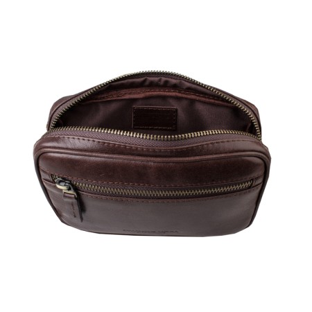 Waist bag, 2 parts on a zipper, adjustable belt, brown color-1