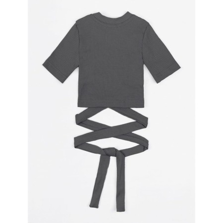 TOP for girls with short sleeves, height 128 cm, graphite color-8