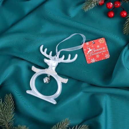 Christmas tree decoration "Deer-Pussat" 8x11 cm, white-2