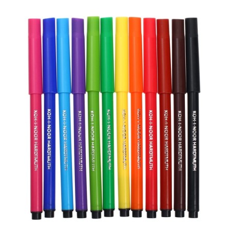 Flomasters 12 colors Koh-I-Noor Beasts 1002, trihedral, PVC packaging, euro suspension-1