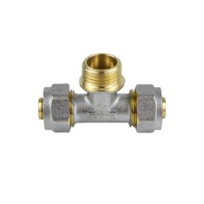 Тройник Aquasfera 7014-04, обжимной, 26 мм x 1" x 26 мм, наружная резьба, латунь