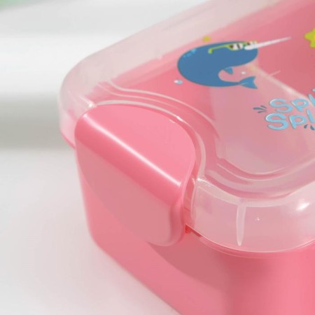 Lancer-Box Plastic with a spoon "Fun", 17.5 × 11.5 × 5 cm, 2 compartments, rectangular, color mix-3