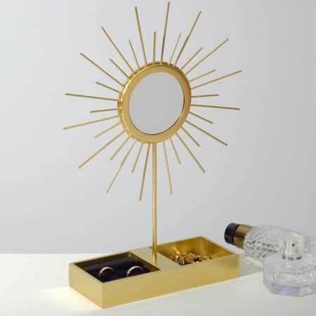 Sun adornment stand 18 × 8 × 31, mirror, gold color-3
