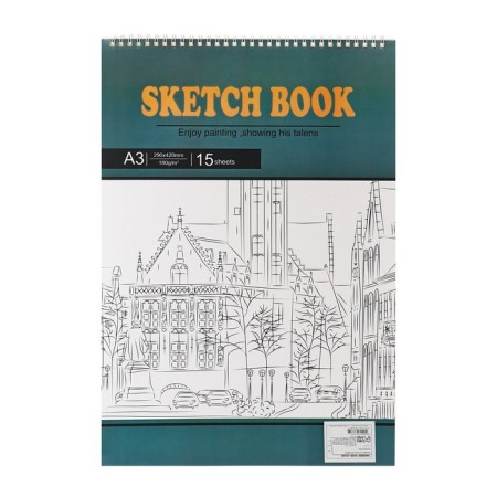 A3 sketchbook for pastel, 15 sheets "city", hard substrate, granular sheets like canvas, density 180 gr., Mix