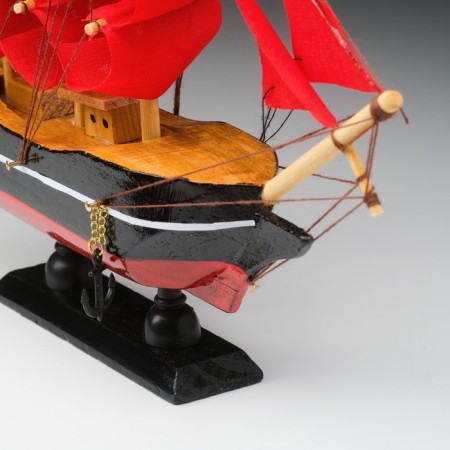 Souvenir small "Vostok" ship, black sides with a white strip, red sails, mix 22 × 5 × 21 cm-8