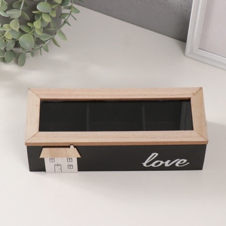 Casket tree with divisions "House" Black 23.7x9.5x7.5 cm-1