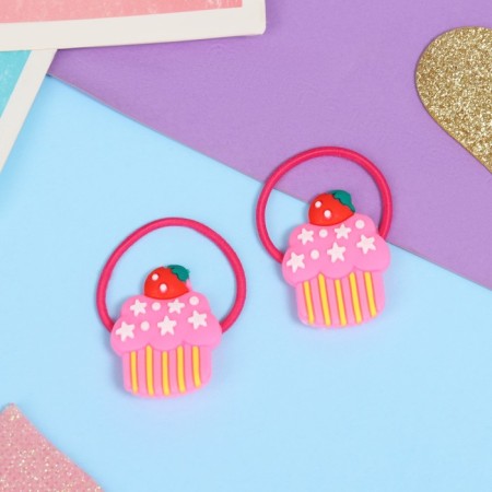Hair gum "Baby" (set 2 pcs) cake, pink-1