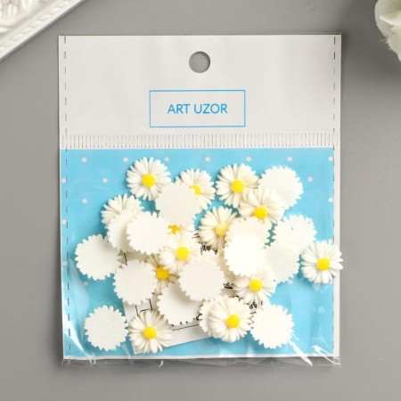 Decor for creativity plastic "Chamomile" set 30 pcs 0.9x0.9 cm-3