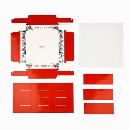 Box for 16 sweets with cells "Snow houses", 19 x 19 x 3 cm, New Year-5