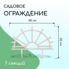 Decorative fence, 32 × 280 cm, 7 sections, plastic, white, 