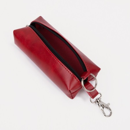 Key of zipper, length 13 cm, ring, carbine, red color-1