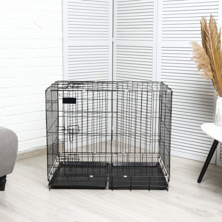 A cage with a hatch for dogs and cats, 85 x 60 x 70 cm, black-1