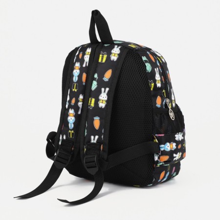 Baby backpack on lightning, external pocket, black color-3