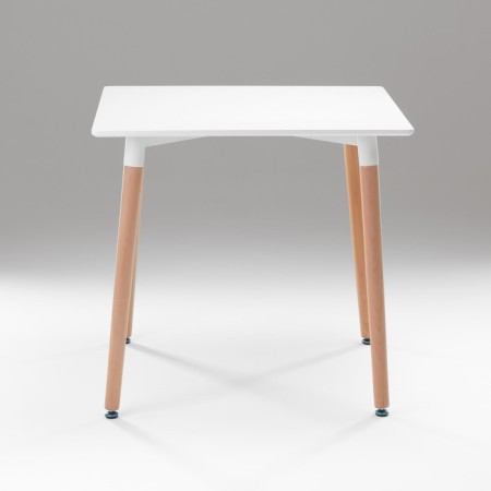 Table on wooden legs Hy-T03, white, size 80x80x74 cm-2