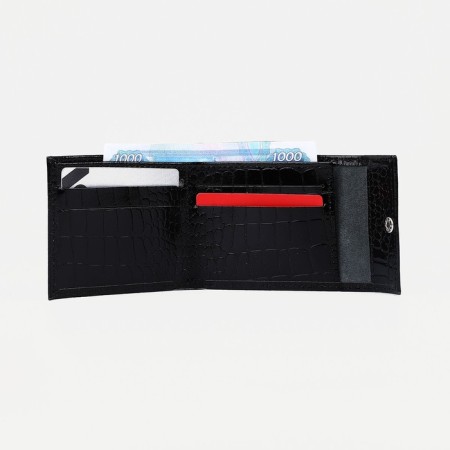 Women's wallet on the button, black color-3
