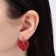 Set 3 pairs of earrings love hearts, white-red color in silver