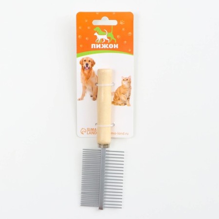 Wood comb double -sided with a wooden handle, 17 x 5.5 cm-3