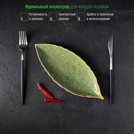 Ceramic serving dish "Dender", 26 × 10.5 × 1.5 cm, green color-4