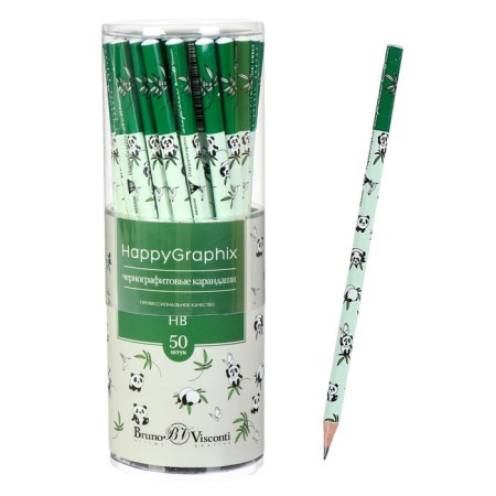 Pencil Chernographic 2 mm Happy Graphix "Panda", NV, three -sided