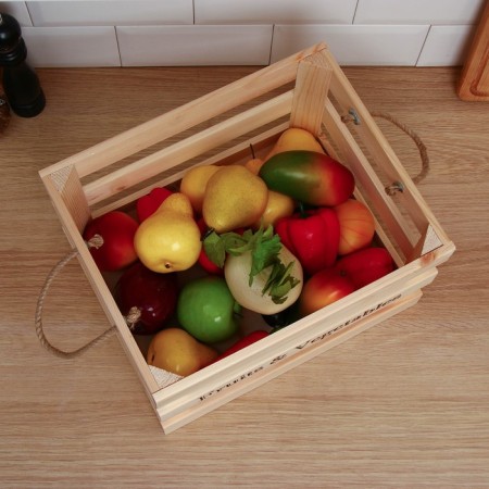 Box for vegetables and fruits, 35 × 28 × 21 cm, wooden, Greengo-6