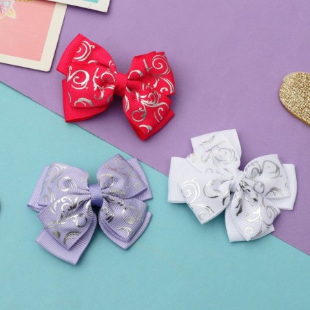 Hair clamp "Bow" Omnelia silver, 6 cm, mix