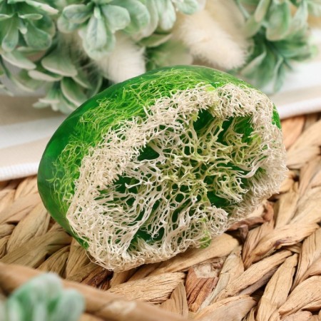 Massage soap with Luffa "Green Apple" 100 g "Dobroparov" Green-1