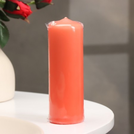 Candle - cylinder, 4 × 12 cm, 15 hours, salmon-2