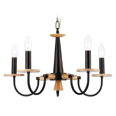 Suspended chandelier Ambrella Light, Modern, TR9593, 5HE14, white color, light wood-1