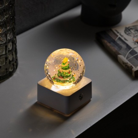 LED figure "Ball with a Christmas tree" 10 × 14.3 × 10 cm, plastic, usb, glow warm white