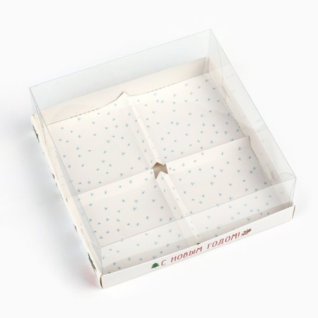 Box for Musser cakes “Happy New Year”, 17.8 x 17.8 x 6.5 cm, New Year-2