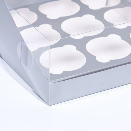 Confectionery folding box for 9 cupcakes 23.5 x 23.5 x 10, silver-2