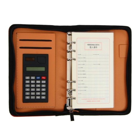 Organizer on the rings A6, 96 sheets in a ruler, on a zipper from 3 sides, leatherette, mix-9