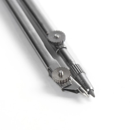 Metallic compass 110 mm, in a plastic pencil case, cover - a ruler, with a neck, mix-2