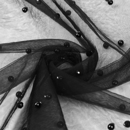 Mesh with beads, 150 cm, 1 ± 0.2 m, black color